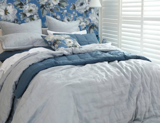 MM Linen - Laundered Linen - Bedspread Set - Pewter